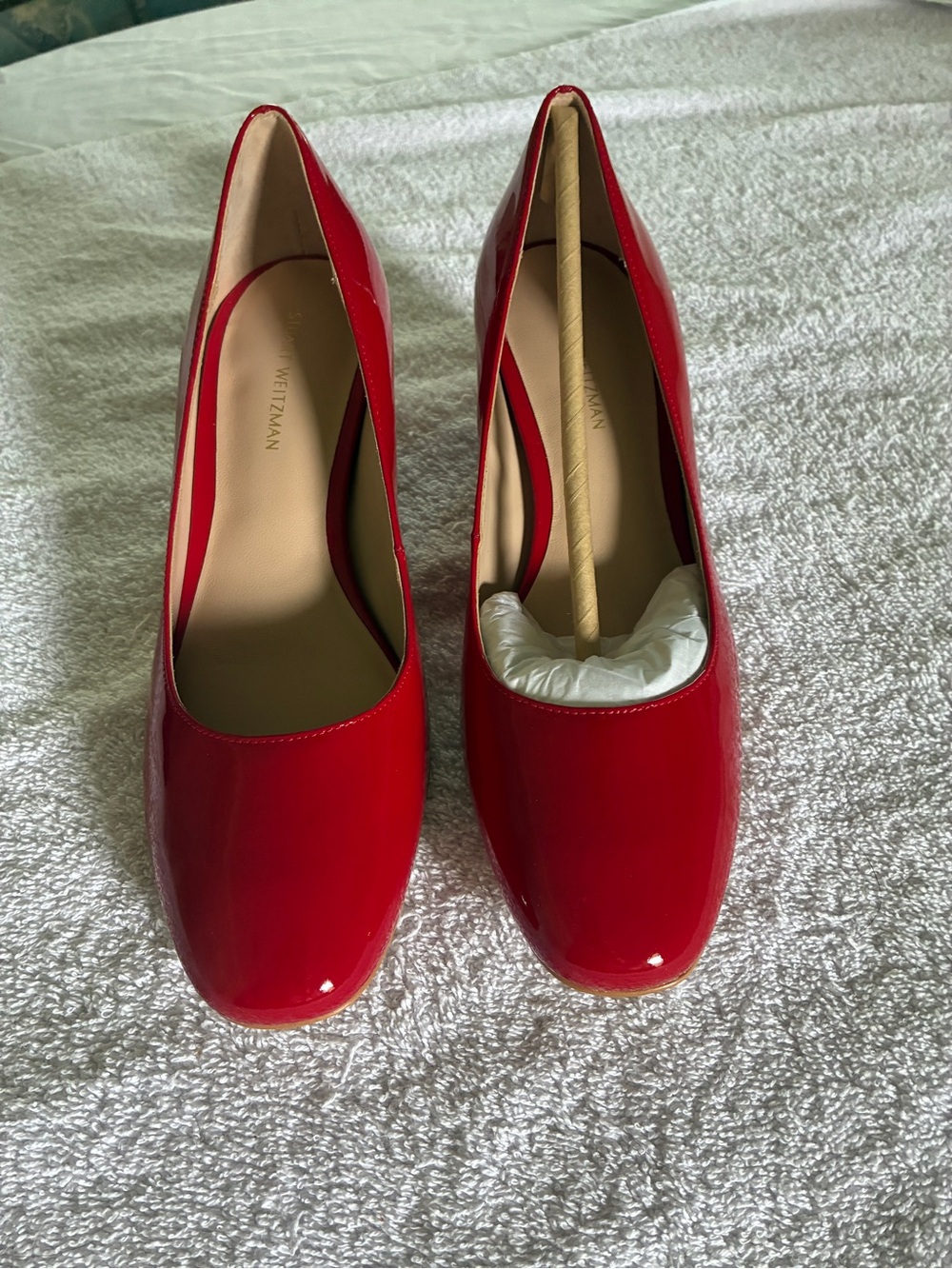 New Stuart Weitzman Red Patent Leather Classic Pumps Sz 7